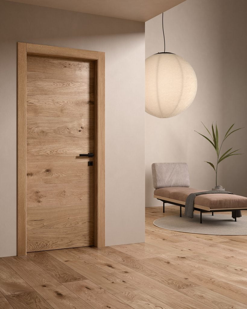Porte intérieure moderne en placage de bois foncé YDG028D